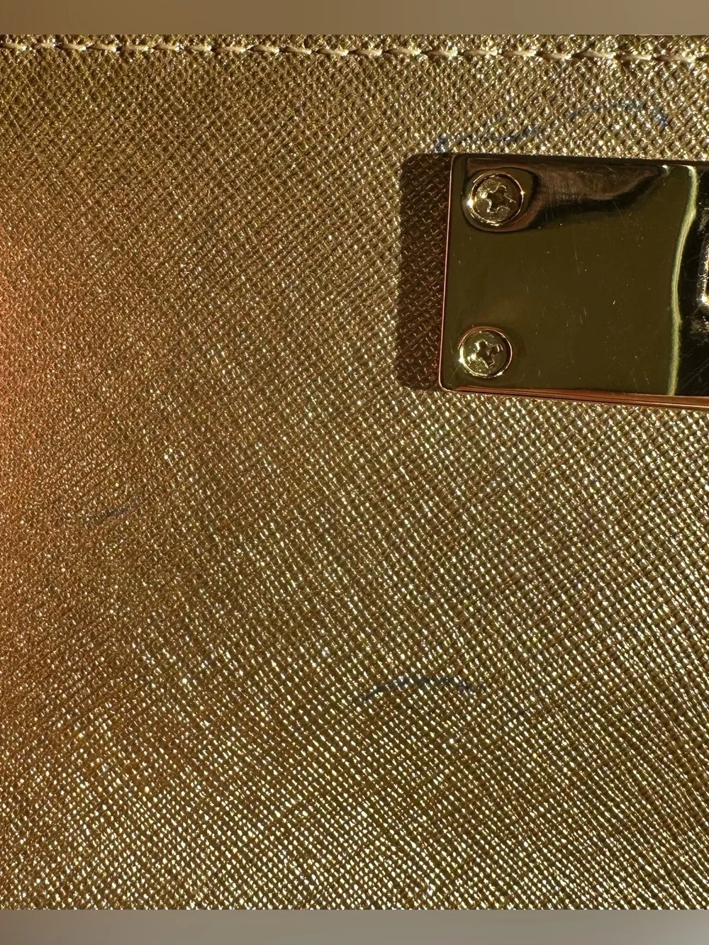 Micheal Kors Callie Carryall Signature Monogram PVC Long Wallet Vanilla/Gold EUC